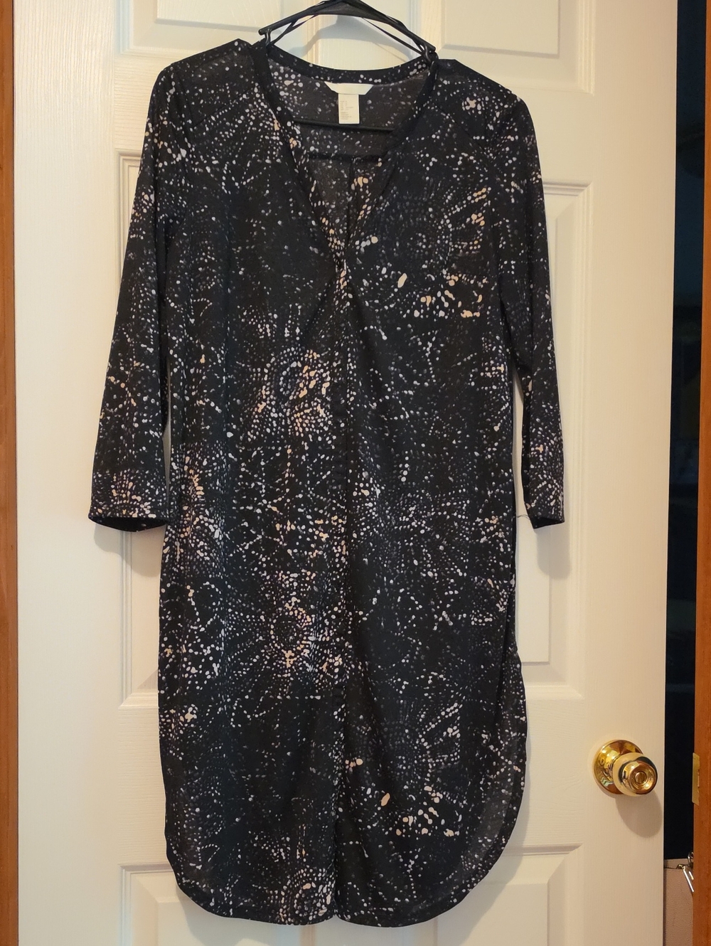 Black & Blush Dot-Print Women's Shirt Dress